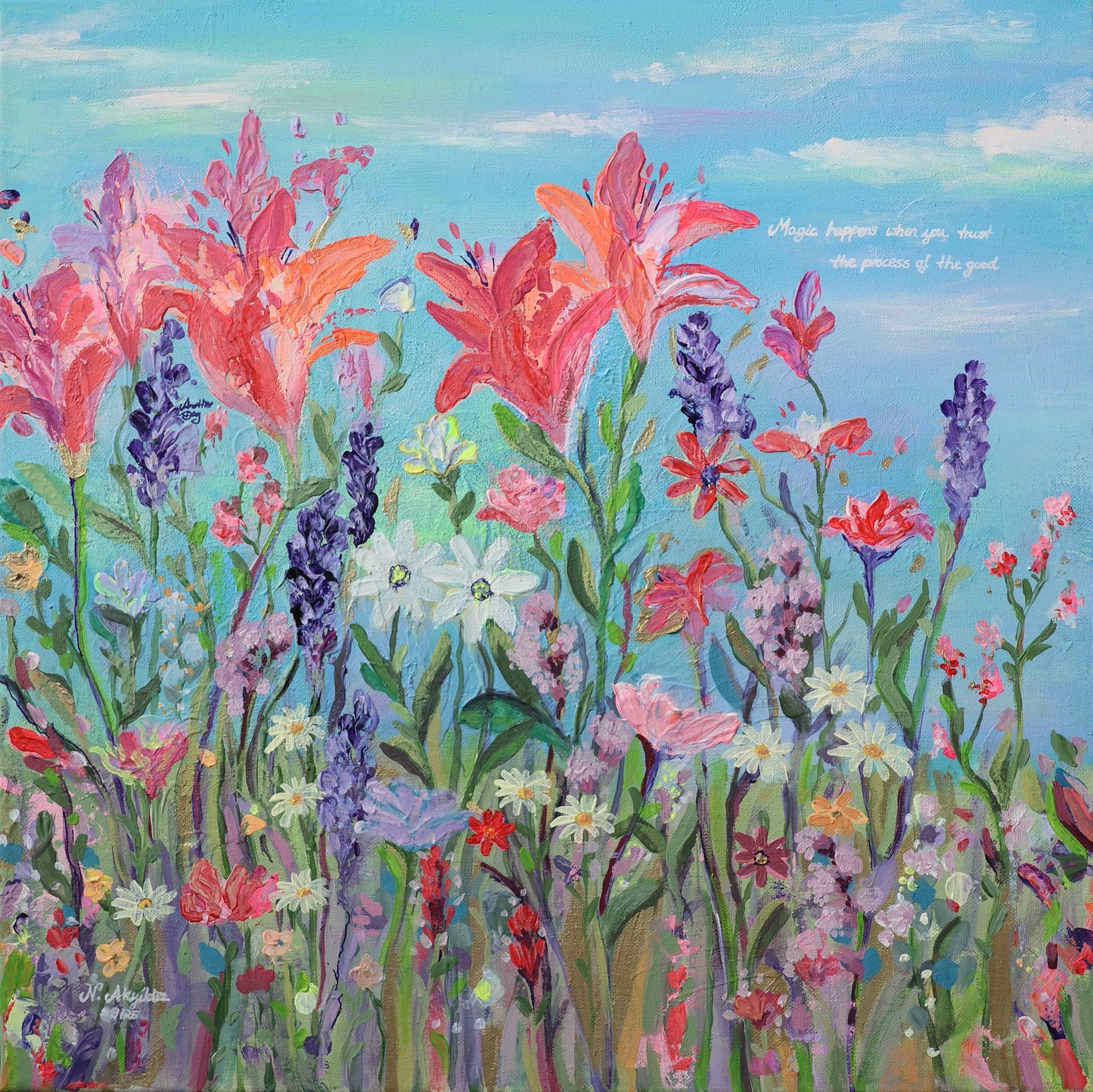 Gemälde "Wiesenliebe & Sommerlaune" (50x50 cm Original)