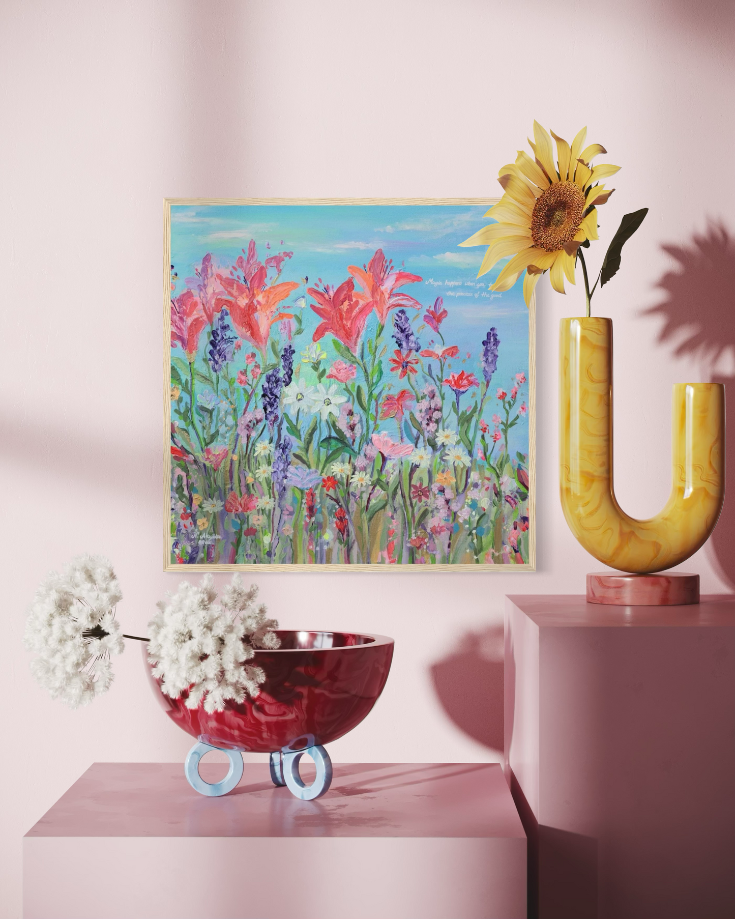 Gemälde "Wiesenliebe & Sommerlaune" (50x50 cm Original)