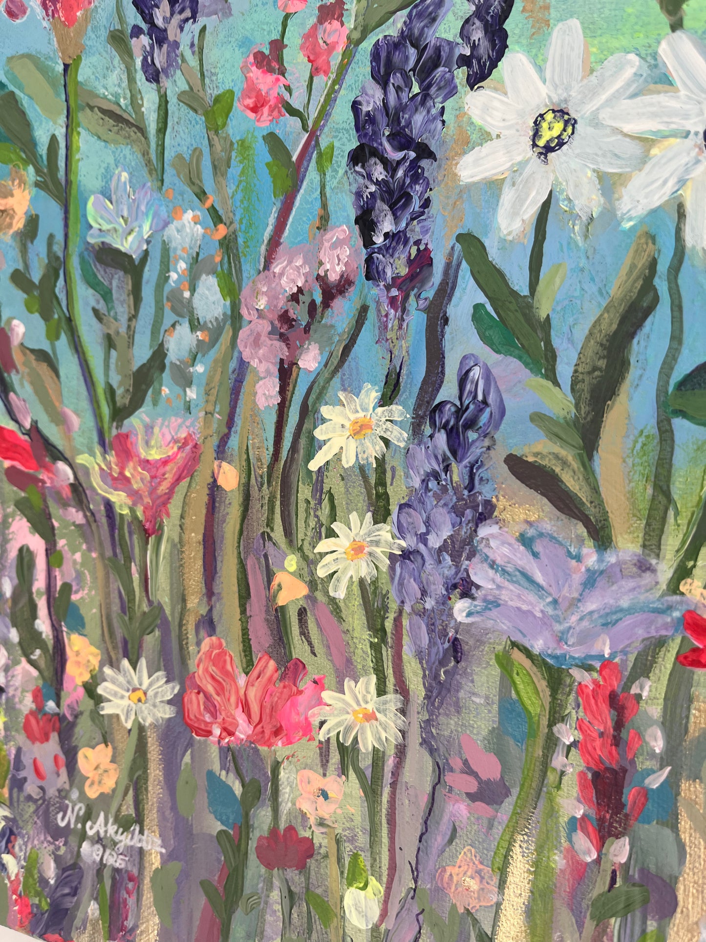Gemälde "Wiesenliebe & Sommerlaune" (50x50 cm Original)
